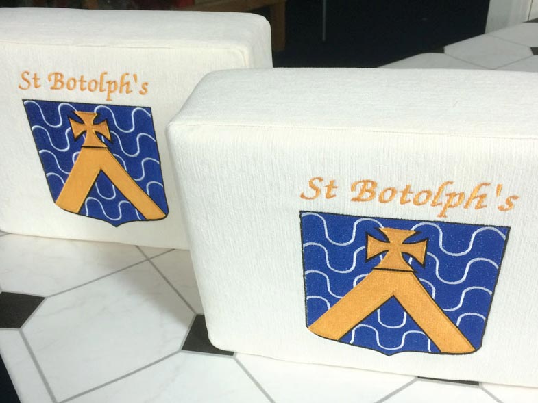 Church kneelers with bespoke colour embroidery